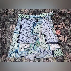 LOFT Blue and Green Patterned Skirt